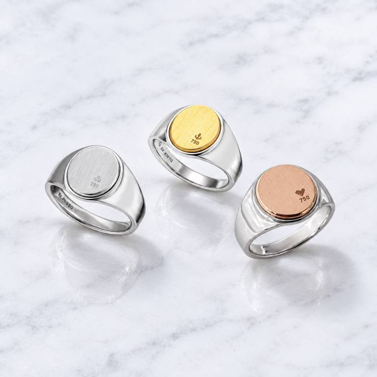 異なる貴金属を組み合わせたGENTLEMANのオーバルシグネットリング
